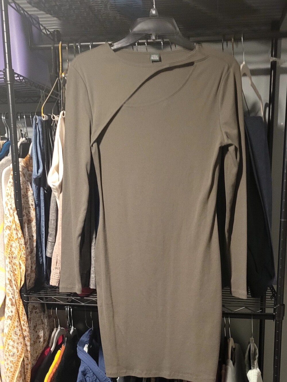 5 for $25 Olive Green Long Sleeve Bodycon Dress